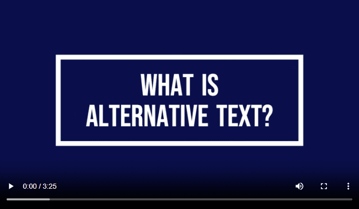 "What is Alternative Text?" video thumbnail links to https://www.section508.gov/training/alt-text/what-is-alternative-text/
